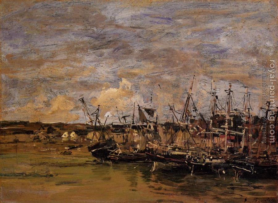 Eugene Boudin : Portrieux, Fishing Boats at Low Tide
